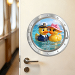 Personalized Cruise Ship Captain & Lady Rubber Ducky Fridge Magnet with Name Text and Year Cruise Vacation Summer Travel Anniversary Gift for Couple