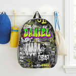 Personalised Graffiti Style Large Capacity Kids Backpack with Name Back to School Outdoor Travel Gift for Students Kids
