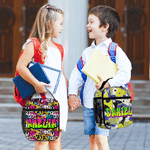 Personalised Graffiti Style Waterproof Portable Lunch Bag with Name Back to School Birthday Picnic Gift for Kids Students