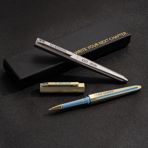 Personalized Retro Screw Structure Titanium Alloy EDC Pen with Text Daily Writing Birthday Anniversary Gift for Men EDC Enthusiasts
