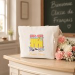 Personalised Pencil Style Initial Corduroy Tote Bag with Name Daily Use Teacher's Day Appreciation Week Gift for Teachers