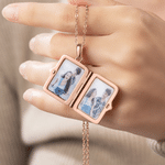 Personalised 3-12 Birthstones Book Shaped Photo Locket Necklace with Name Birthday Daily Wear Anniversary Gift for Mum Grandma Woman