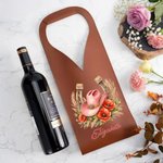 Personalised Cowboy Hat Horseshoe Birth Flower PU Leather Protective Wine Bag with Name Birthday Wedding Party Anniversary Gift for Wine Lovers
