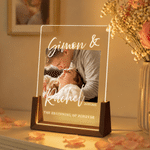Personalized Couple Photo Acrylic LED Night Light with Name and Wooden Base Home Decor Wedding Anniversary Birthday Gift for Couple Newlyweds