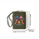 Personalized American Flag Bow Liberty Bell Tri-Fold PU Leather Wristlet Wallet with Card Holder and Name Independence Day Anniversary Gift for Women