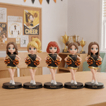 Henkilökohtainen, luova valokuvasta tehty 3D-cheerleader-tyttö-patsas-koriste, jossa teksti; toimistopöydän koriste; joukkuepäivän tai syntymäpäivän lahja cheerleadereille