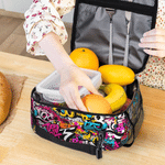 Personalised Graffiti Style Waterproof Portable Lunch Bag with Name Back to School Birthday Picnic Gift for Kids Students