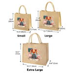 Personalized Rainbow Blackboard Cartoon Character Back View Jute Tote Bag with Name Daily Use Back to School Gift for Girls Boys