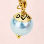 Personalized Wedding Bouquet Pearl Bead Brooch Pin with Text Something Blue Bridal Shower Wedding Gift for Bride