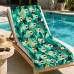 Personalized Tropical Pet Portrait Photos Print Quick Dry Beach Towel Daily Use Beach Party Vacation Birthday Gift for Pet Lovers Owners