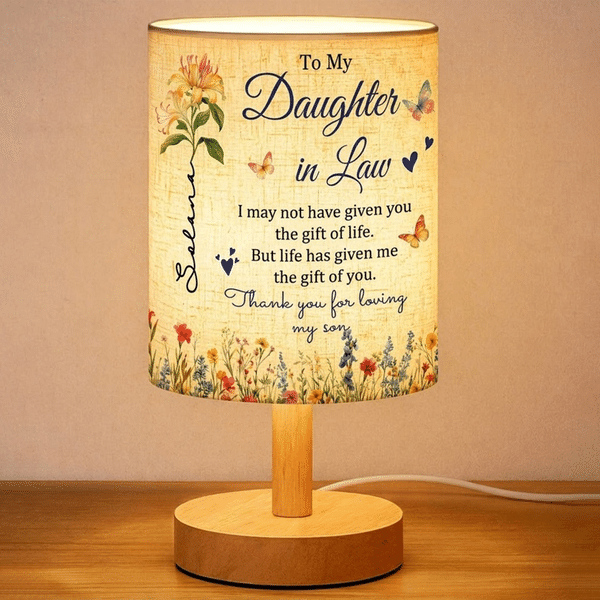 Personalised Love and Gratitude Butterfly Birth Flower Table Lamp with Name Home Decor Anniversary Birthday Gift for Daughter-In-Law