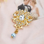 Personalized Wedding Bouquet Pearl Bead Brooch Pin with Text Something Blue Bridal Shower Wedding Gift for Bride