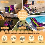 Personalisiertes großes Graffiti Magnet-Strandtuch mit Namen | schnelltrocknend | Sommer Urlaub Outdoor Geburtstag Geschenk für Familie Freunde