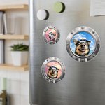 Personalized Round Porthole Fridge Magnet with Pet Photo and Name Home Decor Cruise Vacation Summer Travel Gift for Pet Lovers