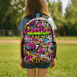 Personalised Graffiti Style Large Capacity Kids Backpack with Name Back to School Outdoor Travel Gift for Students Kids
