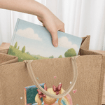 Personalized Rainbow Blackboard Cartoon Character Back View Jute Tote Bag with Name Daily Use Back to School Gift for Girls Boys