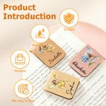Personalized Birth Flower Fairy Magnetic PU Leather Bookmark Clip with Name Daily Use Reading Accessories Birthday Gift for Book Lovers Bookworms