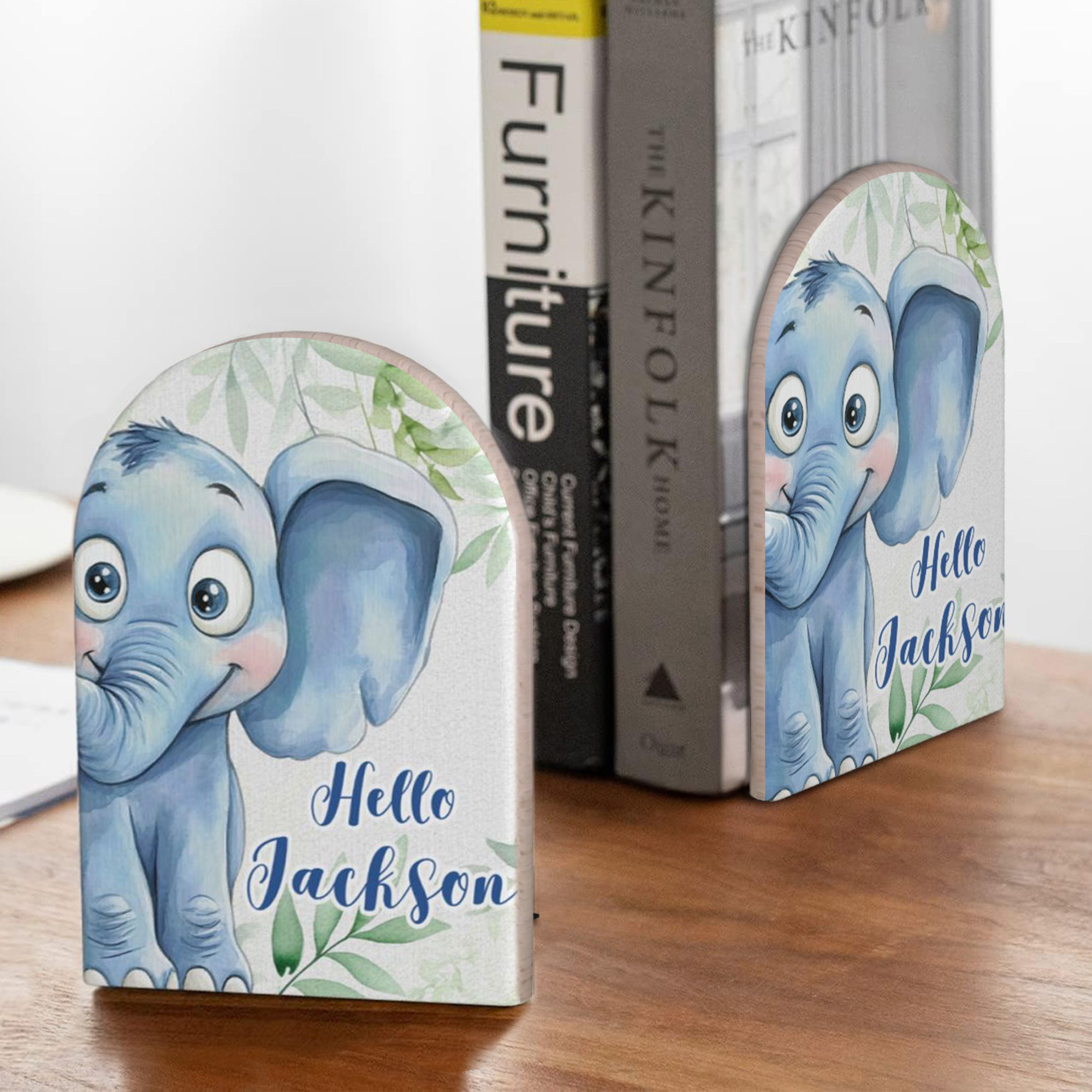 Personalisierte „Hello Cartoon Animals“-Buchstützen mit Namen – für den täglichen Gebrauch, zum Schulanfang, zum Lehrertag – Geschenk für Kinder, Schüler und Lehrer