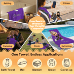 Personalised Y2K Fashion Cartoon Girl Quick Dry Striped Beach Towel with Name Travel Essential Summer Vacation Birthday Gift for Her