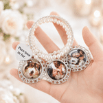 Personalised 3 Photos Pearl Bouquet Charm with Text and Heart Pendant Wedding Party Anniversary Memorial Gift for Women Brides