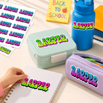 Personalised Colourful Graffiti Waterproof Durable Stickers with Name Back to School Birthday Gift for Boy Girl Student