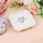 Personalized Engagement Ring Gold Rimmed Dish Jewelry Tray with Couple Names Date and Text Wedding Gift for Couple