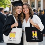 Personalised Pencil Style Initial Corduroy Tote Bag with Name Daily Use Teacher's Day Appreciation Week Gift for Teachers