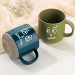 Personalised Funny Face Design 12 oz Ceramic Coffee Mug with Handle Initial and Name Daily Use Birthday Office Gift for Friends Family Colleagues