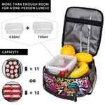 Personalised Graffiti Style Waterproof Portable Lunch Bag with Name Back to School Birthday Picnic Gift for Kids Students