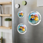 Personalized Cruise Ship Captain & Lady Rubber Ducky Fridge Magnet with Name Text and Year Cruise Vacation Summer Travel Anniversary Gift for Couple