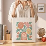Personalised Vintage Style Flower Canvas Tote Bag with Text Teacher's Day Appreciation Week Gift for Teachers