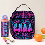 Personalised Graffiti Style Waterproof Portable Lunch Bag with Name Back to School Birthday Picnic Gift for Kids Students