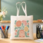 Personalised Vintage Style Flower Canvas Tote Bag with Text Teacher's Day Appreciation Week Gift for Teachers