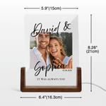 Personalized Couple Photo Acrylic LED Night Light with Name and Wooden Base Home Decor Wedding Anniversary Birthday Gift for Couple Newlyweds