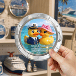 Personalized Cruise Ship Captain & Lady Rubber Ducky Fridge Magnet with Name Text and Year Cruise Vacation Summer Travel Anniversary Gift for Couple