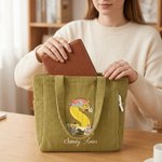 Personalised Pencil Style Initial Corduroy Tote Bag with Name Daily Use Teacher's Day Appreciation Week Gift for Teachers