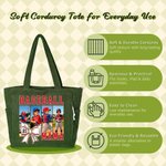 Personalised Baseball Mum 4 Photos Collage Classic Corduroy Tote Bag with Name and Title Daily Use Shopping Game Day Gift for Mum Gran