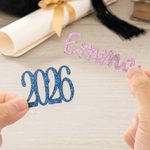 Personalised Glitter Graduation Certificate Cap Design Graduation Confetti Set of 30 with Name and Year Graduation Party Gift for Graduates