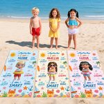 Personalised Cute Cartoon Diving Character Oversized Quick Dry Beach Towel with Name Beach Party Birthday Gift for Kids