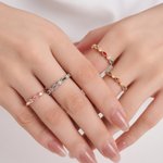 Personalised 1-5 Marquise Family Birthstone Sterling Silver Stackable Ring Mothers Jewellery Birthday Gift for Mother Gran