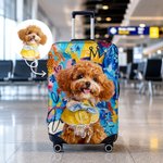 Gepersonaliseerde Graffiti Olieverfschilderij stijl huisdier foto Bagagehoes met naam past 18-32 inch koffer Reis accessoire Verjaardagscadeau voor Travel Lover