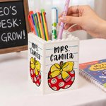 Personalized Apple Pencil Bow Meaningful Building Blocks Pen Holder with Surname Teacher's Day Appreciation Gift for Teacher Educator