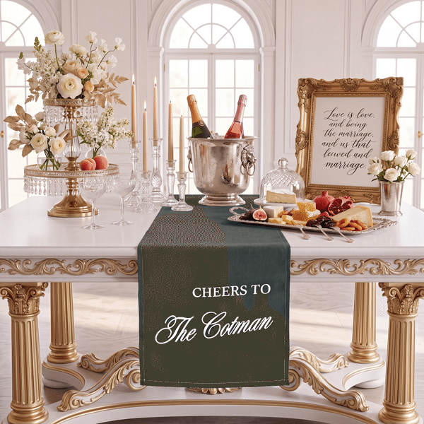 Personalised Cheers To Wedding Table Runner with Last Name Home Decor Wedding Reception Gift for Newlyweds