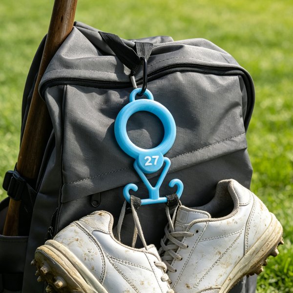 Personalised Multicolour Number Sports Shoe Hanger Baseball Cleat Holder Organiser with Carabiner Clip Dirt-Isolating Travel Gift for Sports Lovers