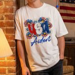 Personalized Multicolor American Oil Painting Daisy T-shirt Sweatshirt Hoodie with Name Daily Wear Birthday Independence Day Gift for Family Friends
