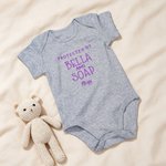 Personalised 100% Cotton Embroidered Protected By Pet Baby Bodysuit with Text and Paw Print Baby Shower Birthday Gift for Newborn Baby
