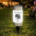 Gepersonaliseerde Forever In My Heart Foto Solar Tuinlamp met Naam en Datum Buiten Tuindecoratie Herdenkingscadeau voor Verloren Geliefde Familie Vrienden