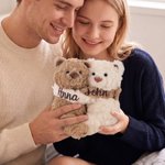 Personalized Cute Hugging Bears Lavender Scent Plush Stuffed Toy with Names Home Decor Set of 2 Anniversary Birthday Gift for Couple Lover Bestie