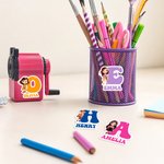 Personalized Cartoon Kid Initial Sticker Label with Name School Supplies Back to School Birthday Gift for Boys Girls