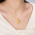 Collar personalizado con forma de corazón 1 a 6 nombres grabados y piedras de nacimiento regalo de cumpleaños para mamá y abuela